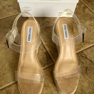 Steve Madden clear espadrille wedge sandals
